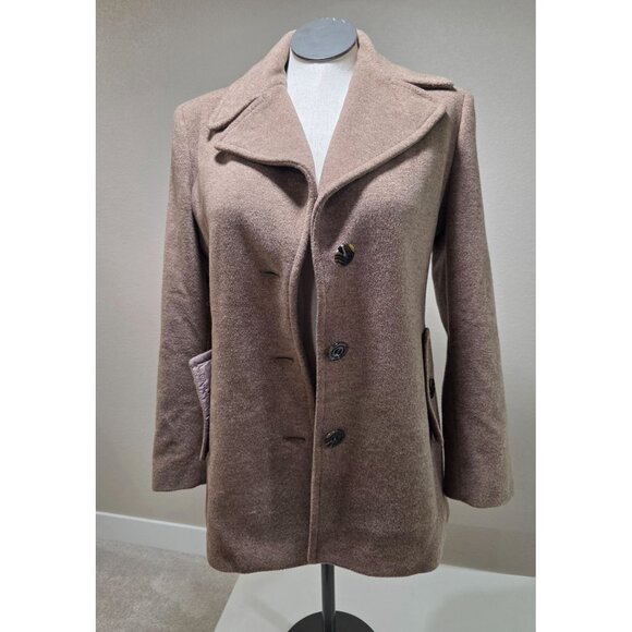 Womens Medium Brown Wool-Blend Coat With Decorative Buttons & Two Side Pockets - Picture 3 of 13